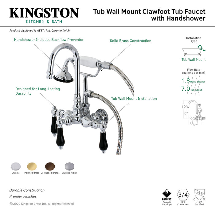 Aqua Vintage AE7T2PKL Duchess Wall Mount Clawfoot Tub Faucet, Polished Brass