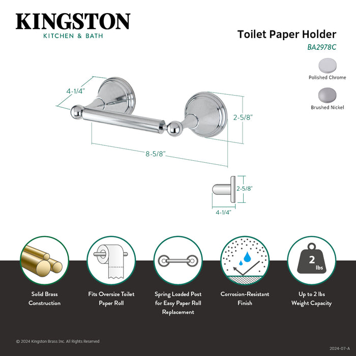 Kingston Brass BA2978SN Governor Toilet Paper Holder, Brushed Nickel