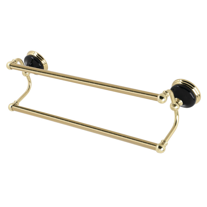 Kingston Brass BA9113PB Water Onyx 24 in. Dual Towel Bar, Polished Brass