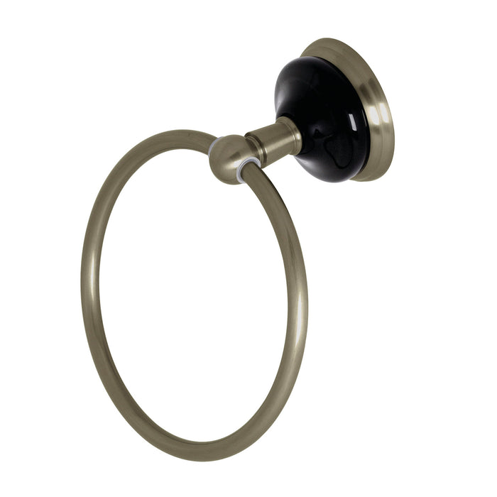 Kingston Brass BA9114BN Water Onyx 6 in. Towel Ring, Brushed Nickel