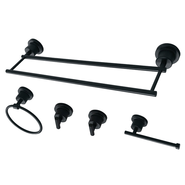 Kingston Brass BAH821318478MB Concord 5-Piece Bathroom Accessory Set, Matte Black