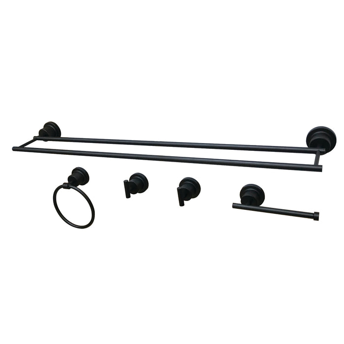 Kingston Brass BAH821330478MB Concord 5-Piece Bathroom Accessory Set, Matte Black