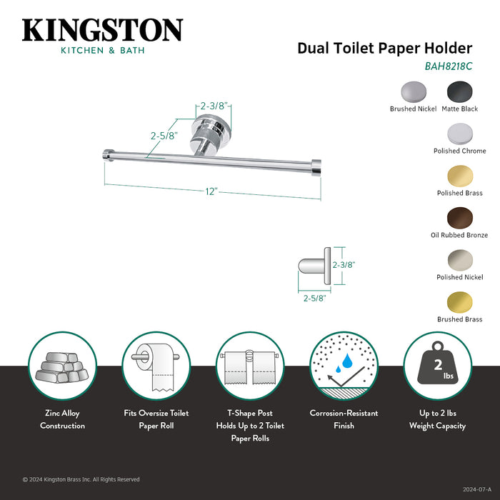 Kingston Brass BAH8218MB Concord Dual Toilet Paper Holder, Matte Black