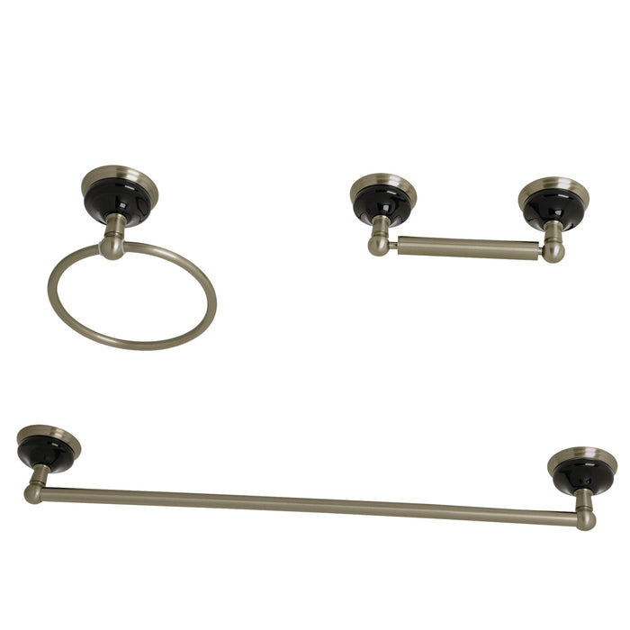 Kingston Brass BAK911248BN Water Onyx 3-Piece Bathroom Accessory Set, Brushed Nickel