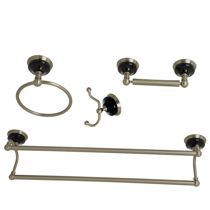 Kingston Brass BAK9113478BN Water Onyx 4-Piece Bathroom Accessory Set, Brushed Nickel