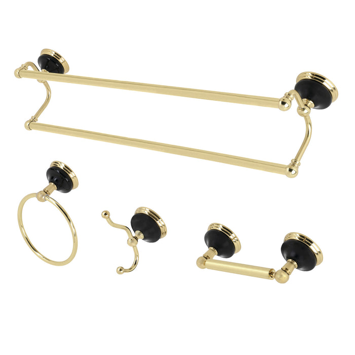 Kingston Brass BAK9113478PB Water Onyx 4-Piece Bathroom Accessory Set, Polished Brass