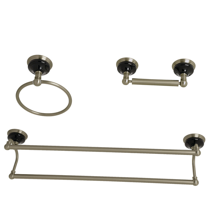 Kingston Brass BAK911348BN Water Onyx 3-Piece Bathroom Accessory Set, Brushed Nickel