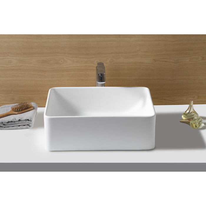 Fauceture EVA20156 Arcticstone Solid Surface White Stone Vessel Sink, Matte White