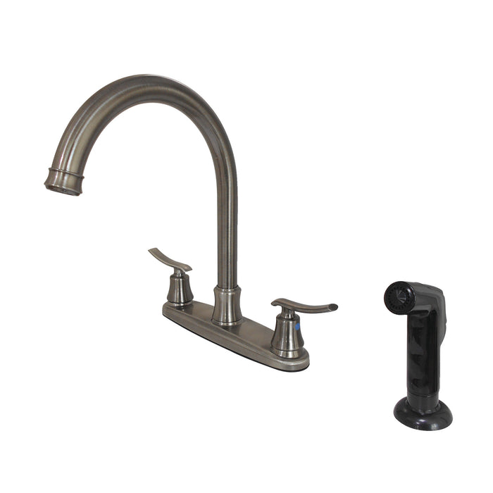 Kingston Brass FB7794JLSP 8-Inch Centerset Kitchen Faucet with Sprayer, Black Stainless