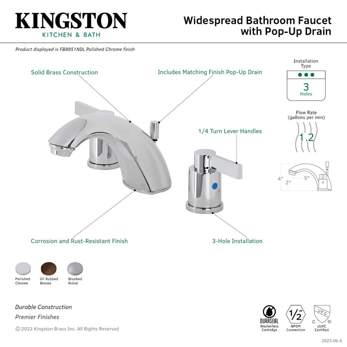 Kingston Brass FB8955NDL NuvoFusion Widespread Bathroom Faucet, Oil Rubbed Bronze