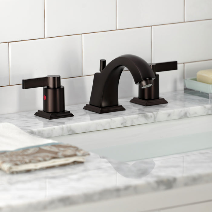 Kingston Brass FSC4685NDL NuvoFusion Widespread Bathroom Faucet with Pop-Up Drain, Oil Rubbed Bronze