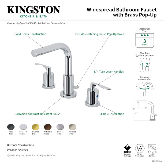 Kingston Brass FSC8955SVL Serena Widespread Bathroom Faucet with Pop-Up Drain, Oil Rubbed Bronze