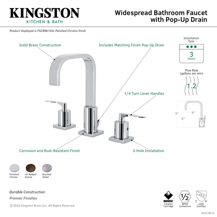 Kingston Brass FSC8965SVL Serena Widespread Bathroom Faucet with Pop-Up Drain, Oil Rubbed Bronze