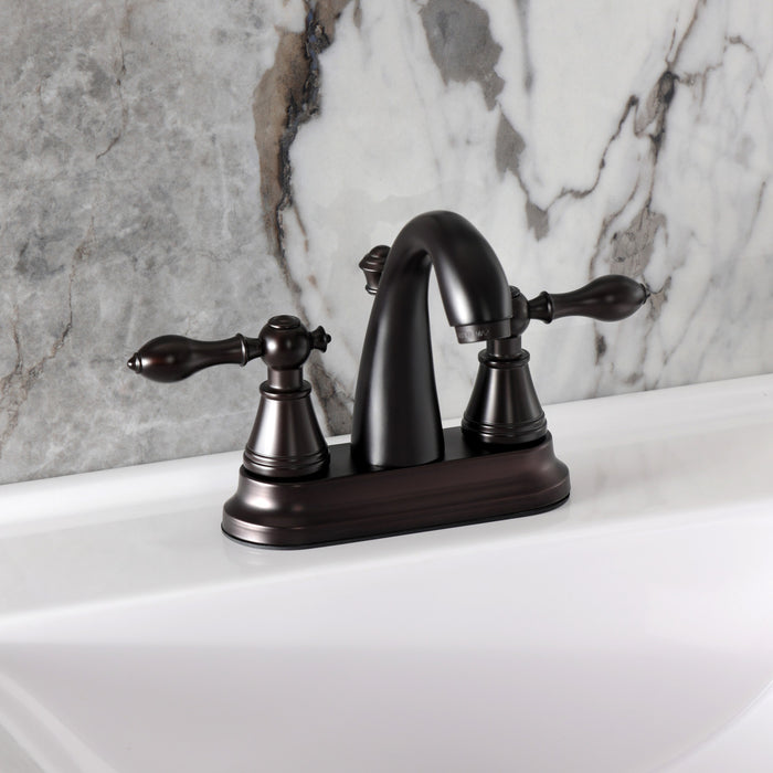 Fauceture FSY7615AL English Classic 4 in. Centerset Bathroom Faucet with Retail Pop-Up, Oil Rubbed Bronze