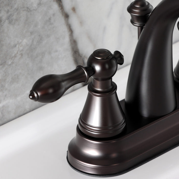 Fauceture FSY7615AL English Classic 4 in. Centerset Bathroom Faucet with Retail Pop-Up, Oil Rubbed Bronze