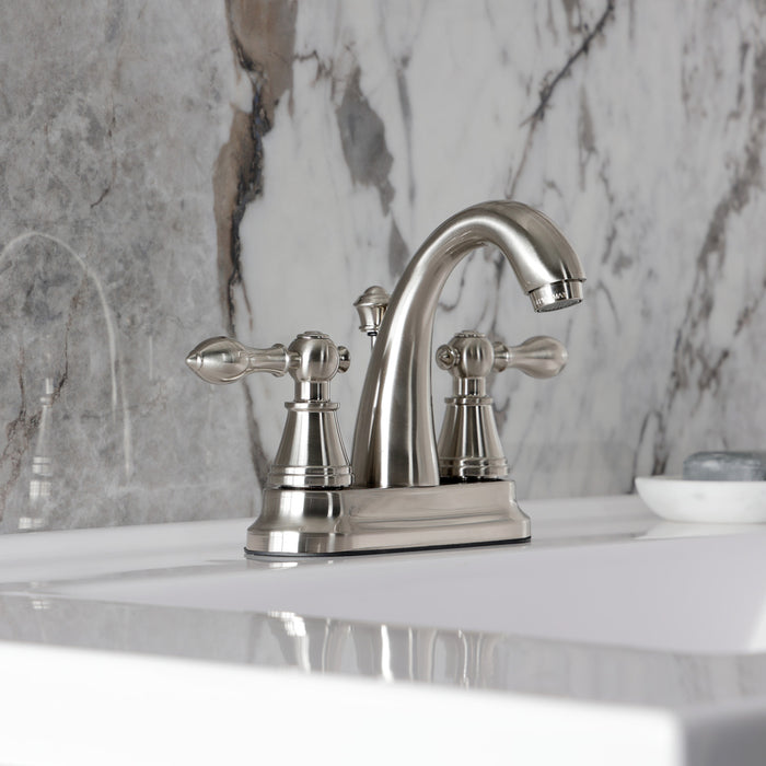 Fauceture FSY7618AL English Classic 4 in. Centerset Bathroom Faucet with Retail Pop-Up, Brushed Nickel