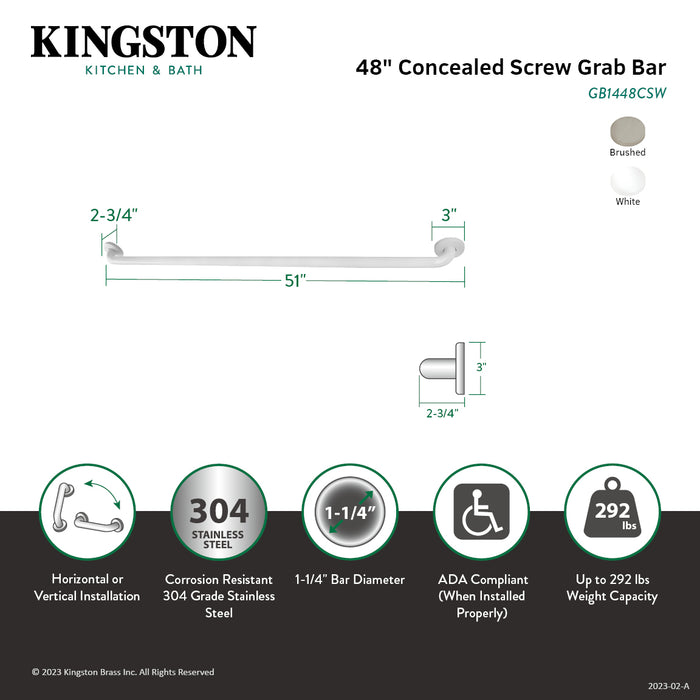 Kingston Brass GB1448CS Made To Match 48" Stainless Steel Grab Bar, Brushed