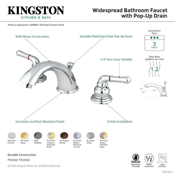 Kingston Brass GKB963 Widespread Bathroom Faucet, Black Stainless