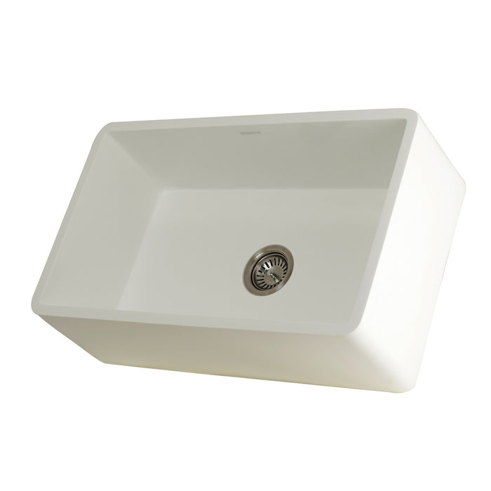 Gourmetier GKFA301810BC Solid Surface Matte Stone Apron Front Farmhouse Single Bowl Kitchen Sink, Matte White