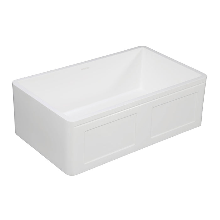 Gourmetier GKFA301810DS Solid Surface Matte Stone Apron Front Farmhouse Single Bowl Kitchen Sink, Matte White