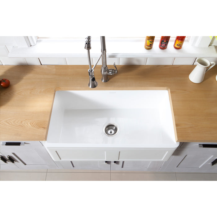 Gourmetier GKFA331810DS Solid Surface Matte Stone Apron Front Farmhouse Single Bowl Kitchen Sink, Matte White