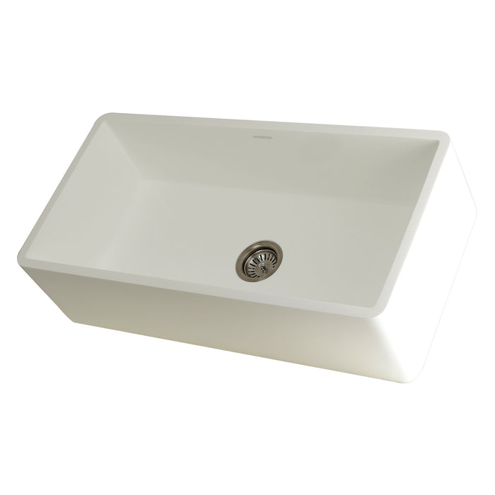 Gourmetier GKFA361810BC Solid Surface Matte Stone Apron Front Farmhouse Single Bowl Kitchen Sink, Matte White