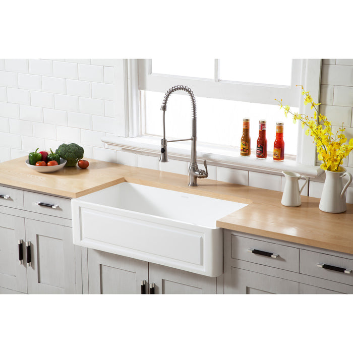 Gourmetier GKFA361810LD Solid Surface Matte Stone Apron Front Farmhouse Single Bowl Kitchen Sink, Matte White