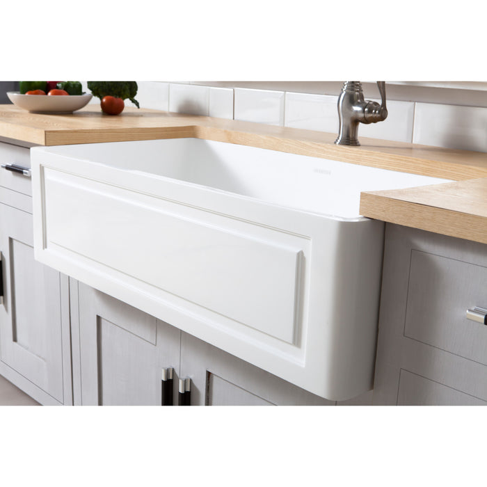 Gourmetier GKFA361810LD Solid Surface Matte Stone Apron Front Farmhouse Single Bowl Kitchen Sink, Matte White