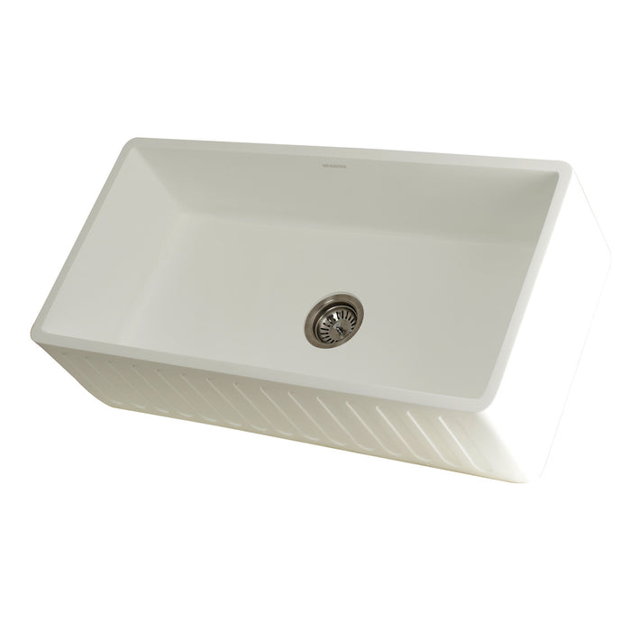 Gourmetier GKFA361810RM Solid Surface Matte Stone Apron Front Farmhouse Single Bowl Kitchen Sink, Matte White