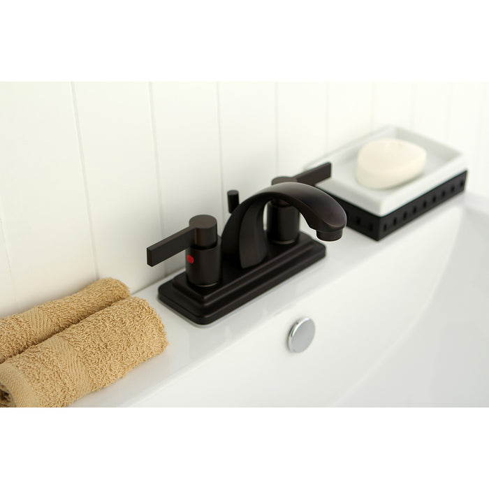 Kingston Brass KB4645NDL NuvoFusion 4 in. Centerset Bathroom Faucet, Oil Rubbed Bronze