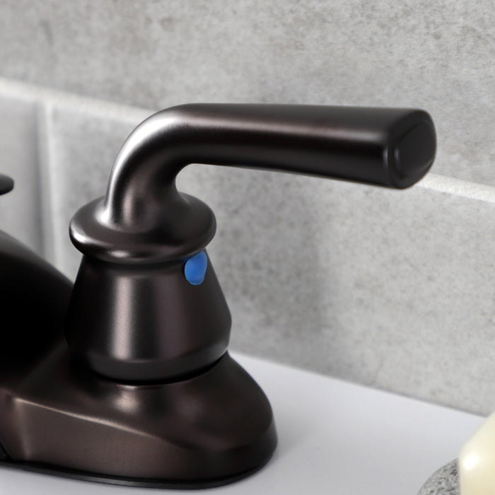 Kingston Brass KB625RXLB Restoration 4-Inch Centerset Bathroom Faucet with Brass Pop-Up, Oil Rubbed Bronze