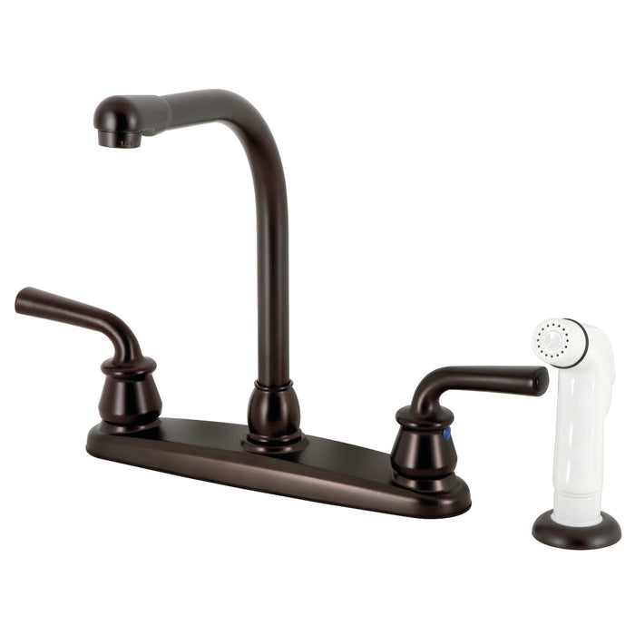 Kingston Brass KB715RXL Restoration 8-Inch Centerset Kitchen Faucet with White Sprayer, Oil Rubbed Bronze