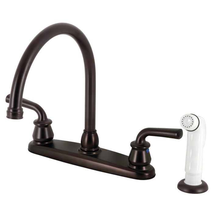 Kingston Brass KB725RXL Restoration 8-Inch Centerset Kitchen Faucet with White Sprayer, Oil Rubbed Bronze