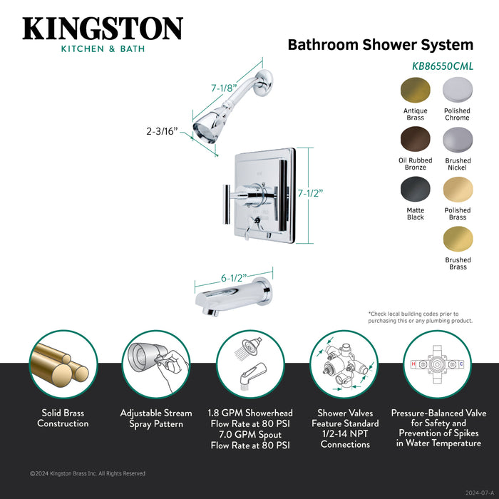 Kingston Brass KB86550CML Manhattan Single-Handle Tub and Shower Faucet, Oil Rubbed Bronze