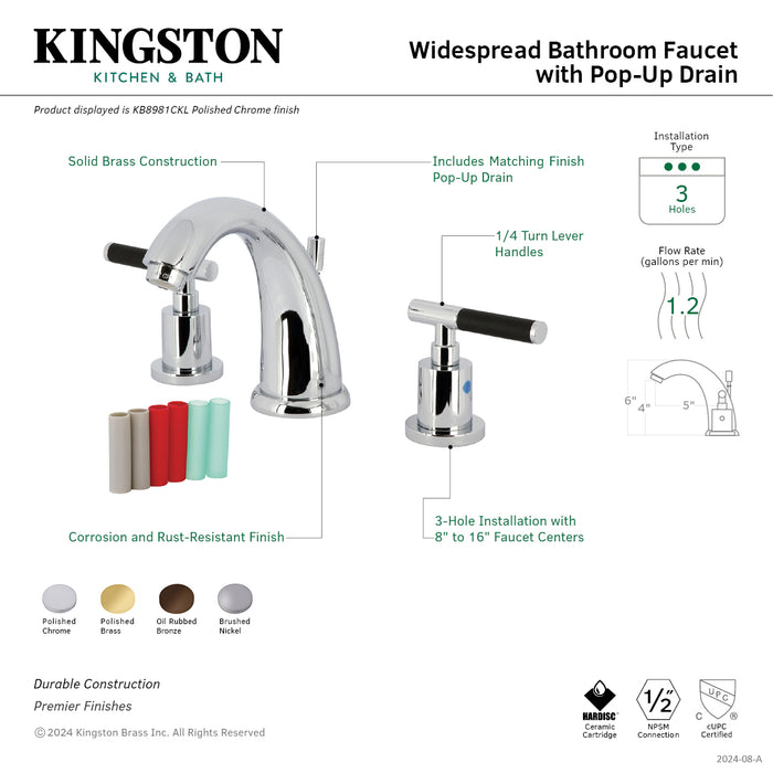 Kingston Brass KB8985CKL Kaiser Widespread Bathroom Faucets with Pop-Up Drain, Oil Rubbed Bronze