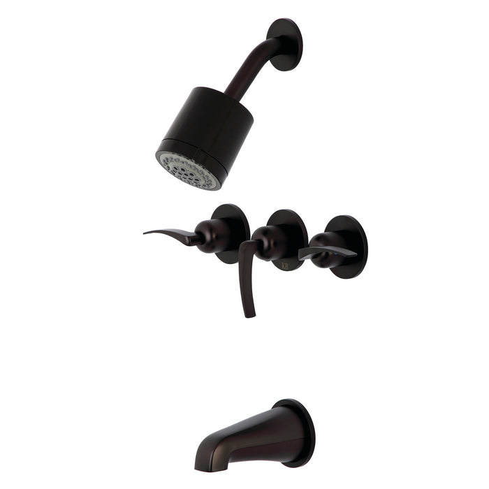 Kingston Brass KBX8135EFL Centurion Triple-Handle Tub and Shower Faucet, Oil Rubbed Bronze