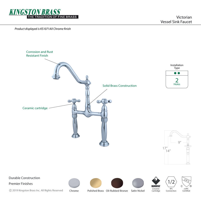 Kingston Brass KS1072AX Vessel Sink Faucet, Polished Brass