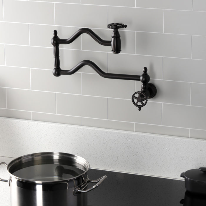 Kingston Brass KS2105CG Fuller Wall Mount Pot Filler, Oil Rubbed Bronze