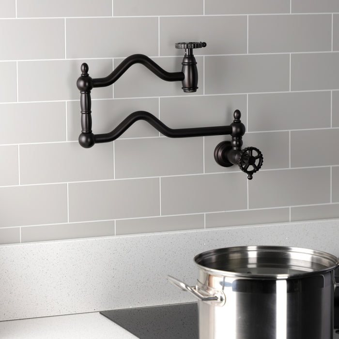 Kingston Brass KS2105CG Fuller Wall Mount Pot Filler, Oil Rubbed Bronze