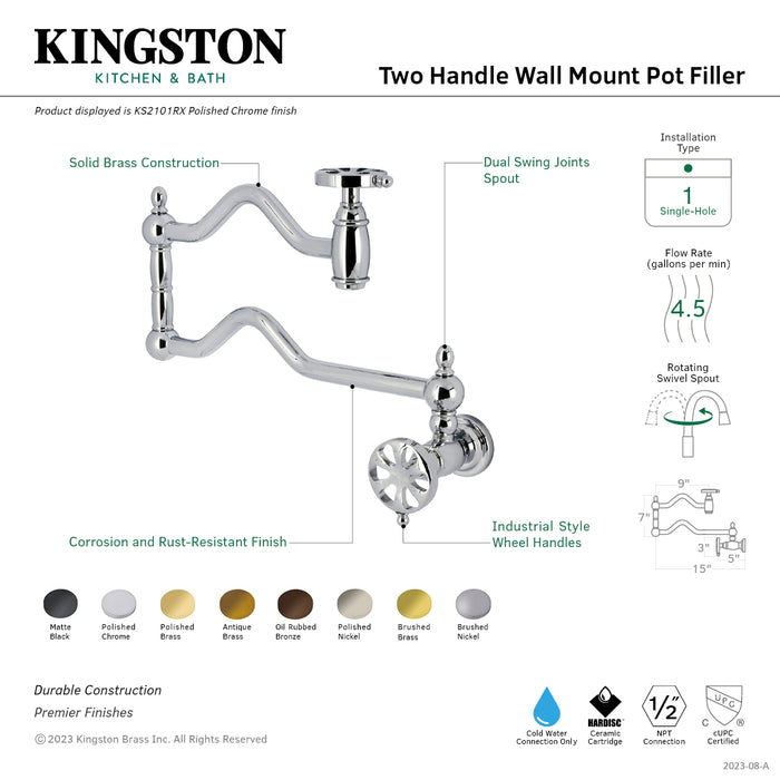 Kingston Brass KS2105RX Belknap Wall Mount Pot Filler, Oil Rubbed Bronze