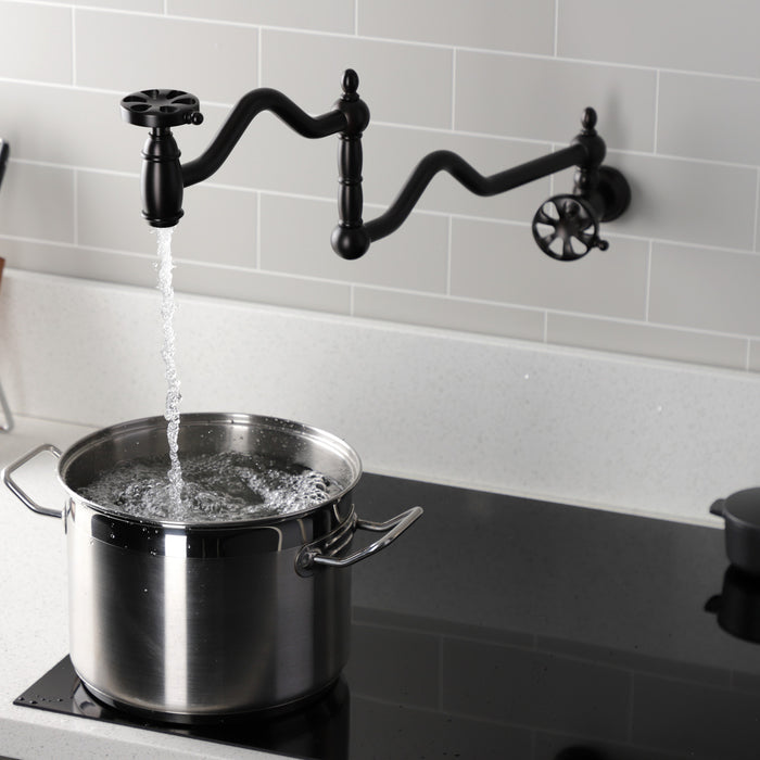 Kingston Brass KS2105RX Belknap Wall Mount Pot Filler, Oil Rubbed Bronze