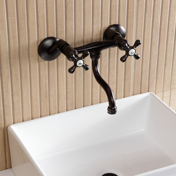 Kingston Brass KS2115AX Kingston Wall Mount Bathroom Faucet, Oil Rubbed Bronze