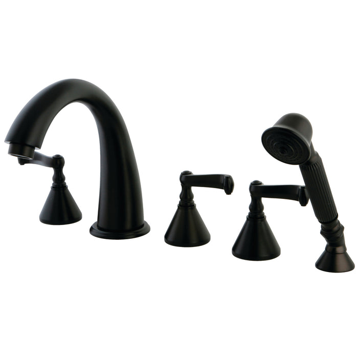 Kingston Brass KS23655FL 5-Piece Roman Tub Faucet with Hand Shower, Oil Rubbed Bronze