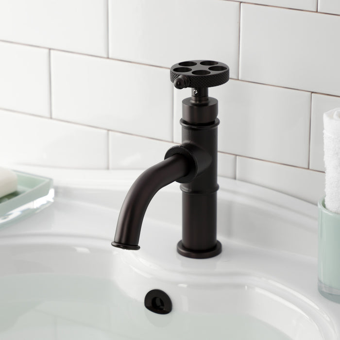 Kingston Brass KS2825RKX Webb Single-Handle Bathroom Faucet with Knurled Handle and Push Pop-Up Drain, Oil Rubbed Bronze