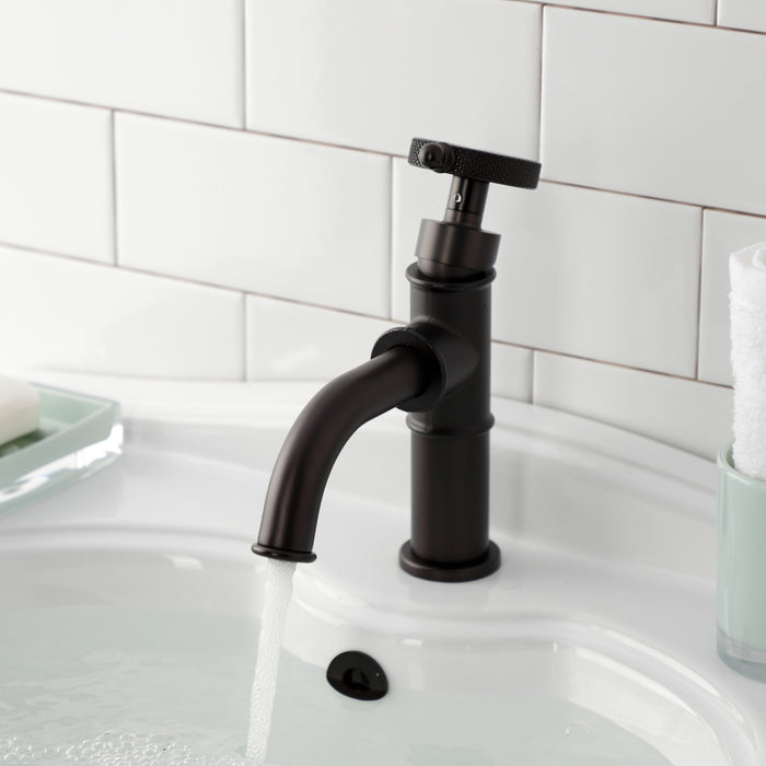 Kingston Brass KS2825RKX Webb Single-Handle Bathroom Faucet with Knurled Handle and Push Pop-Up Drain, Oil Rubbed Bronze