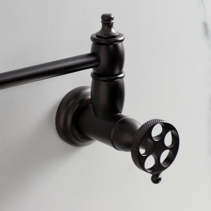 Kingston Brass KS3105RKX Webb Wall Mount Pot Filler with Knurled Handle, Oil Rubbed Bronze