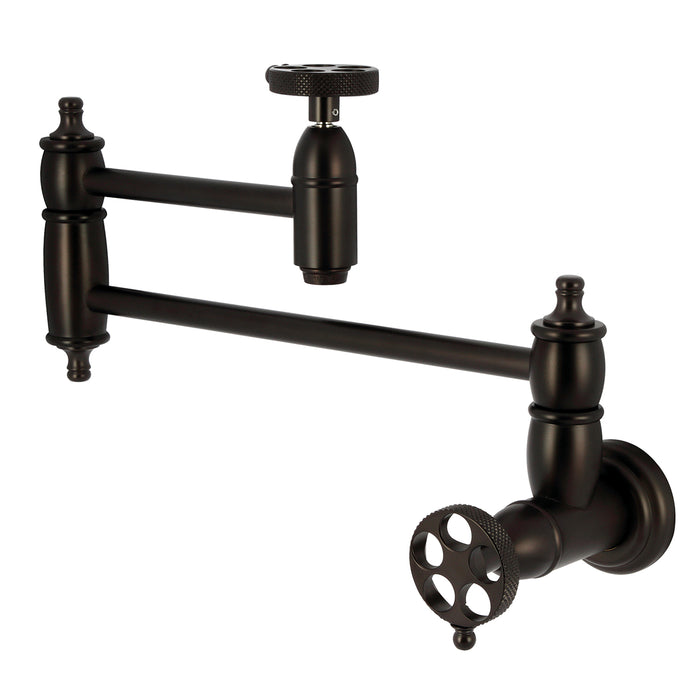 Kingston Brass KS3105RKX Webb Wall Mount Pot Filler with Knurled Handle, Oil Rubbed Bronze