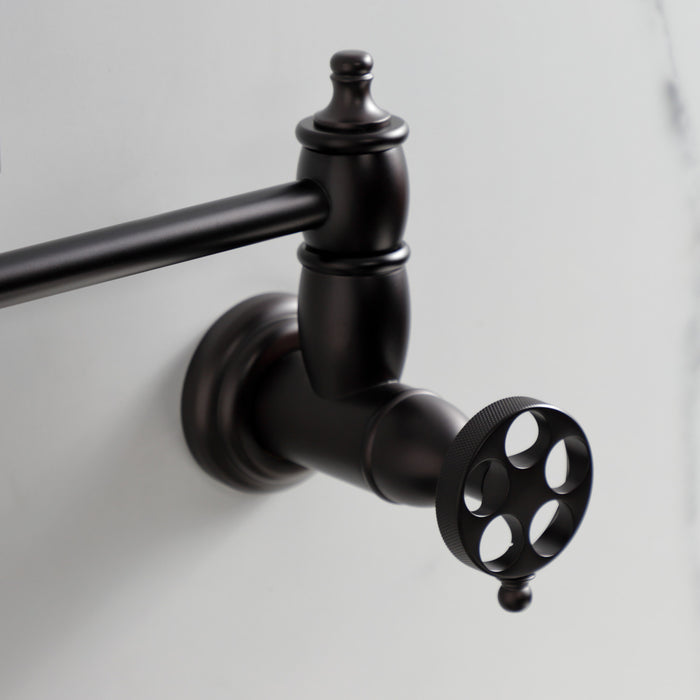 Kingston Brass KS3105RKZ Wendell Wall Mount Pot Filler with Knurled Handle, Oil Rubbed Bronze