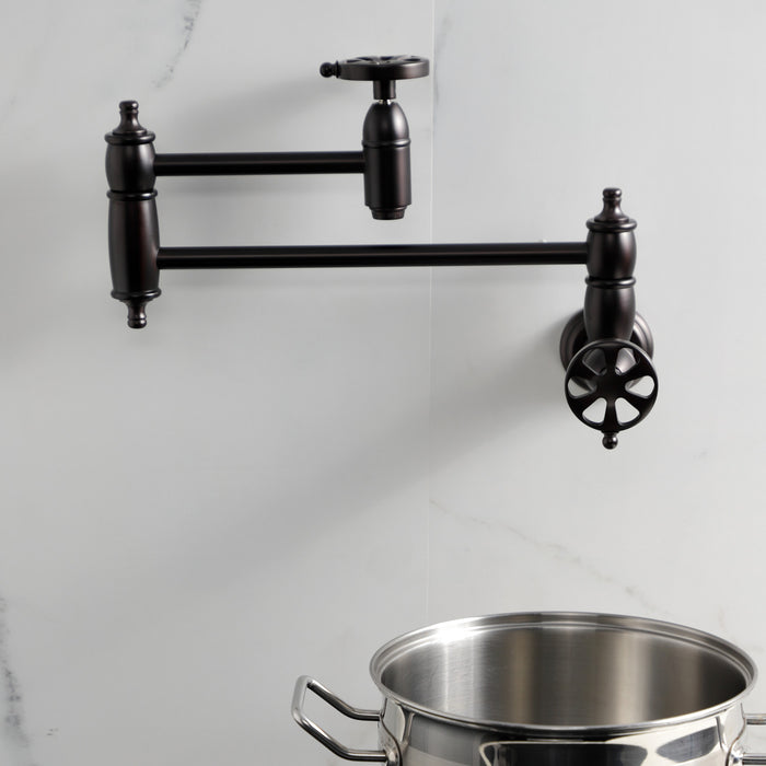 Kingston Brass KS3105RX Belknap Wall Mount Pot Filler, Oil Rubbed Bronze