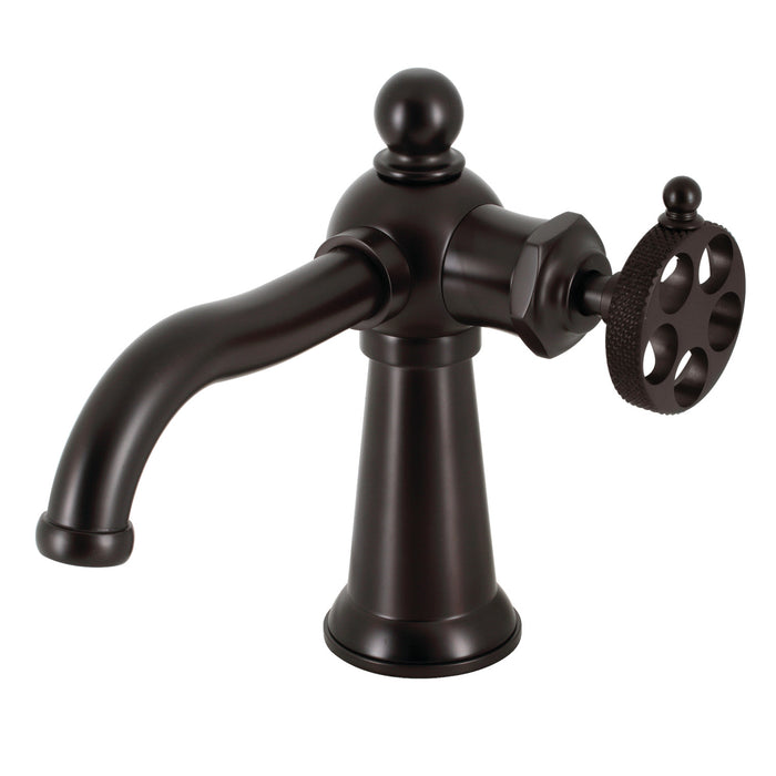 Kingston Brass KS3545RKX Webb Single-Handle Bathroom Faucet with Knurled Handle and Push Pop-Up Drain, Oil Rubbed Bronze